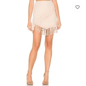 Suede fringe mini skirt